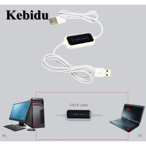 Kebidu New USB PC To PC Online Share Sync Link Net Direct Data File Transfer Bridge LED Cable Easy Copy Between 2 Computer