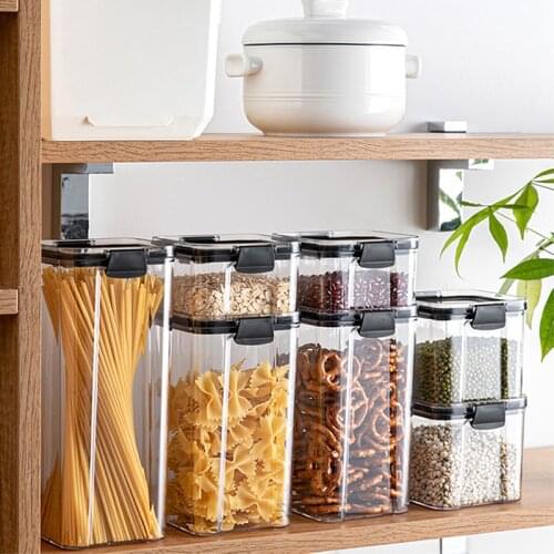 Food Storage Container Plastic Bottle With Lid Kitchen Refrigerator Noodle Box Storage jars Tank Transparent Sealed Cans