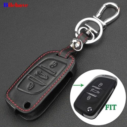 Bilchave 3 Buttons Hand-stitched leather Remote Car Case Cover Fob For PEUGEOT 207 307 308 For Citroen C2 C3 C4 C5 C6 C8