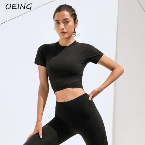 Workout Yoga Crop Tops Short Sleeve Seamless Stretchy Shirts Sport Wear Running Tops