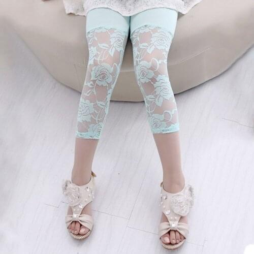 Summer Toddler Kid Baby Girl Flower Ballet Dance Lace Leggings Cropped Pants Kids Clothes 2-7Y