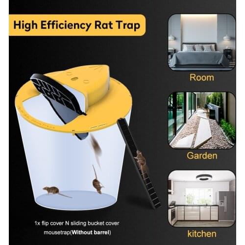 Mousetrap Reusable Smart Flip Rat Trap Slide Bucket Lid Automatically Reset Indoor Mouse Trap Humane Or Lethal Traps Rat Door