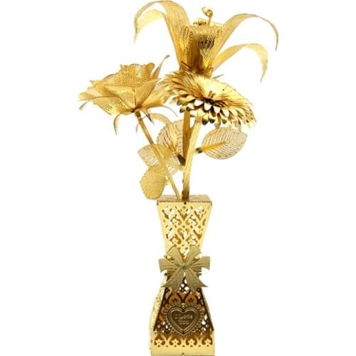 Microworld Love flower 3D DIY Metal Puzzle Romantic Flower models Educational Puzzle laser cutting Gifts Toys For Children