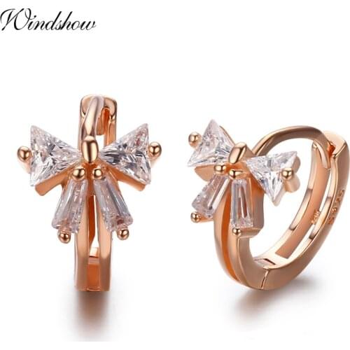 Cute Mini 925 Sterling Silver Bow CZ Circles Loops Huggies Small Hoop Earrings For Women Jewelry Kids Girls Aros Artes Ohrringe