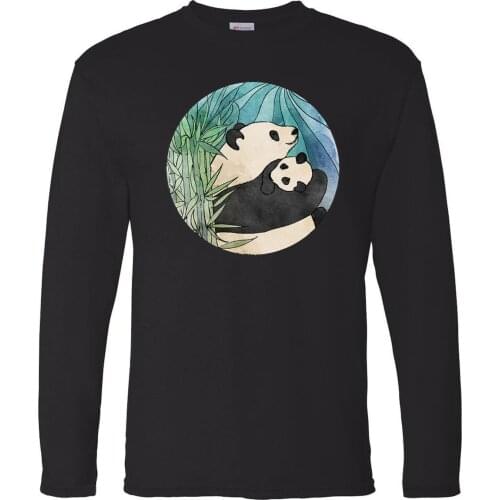 Cute Treasure Panda Round Neck Tops Long Sleeve Tee Brand T-Shirts Mans T-shirt Camiseta Streetwear Karate Kid T Shirt Tshirts