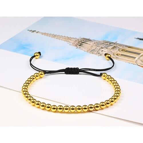 Minimalist Adjustable Gold Braid Bracelet Copper Ball Beads Male Bracelet Bohemia Anklets Woman Chain Handmade Gorgeous Jewelry