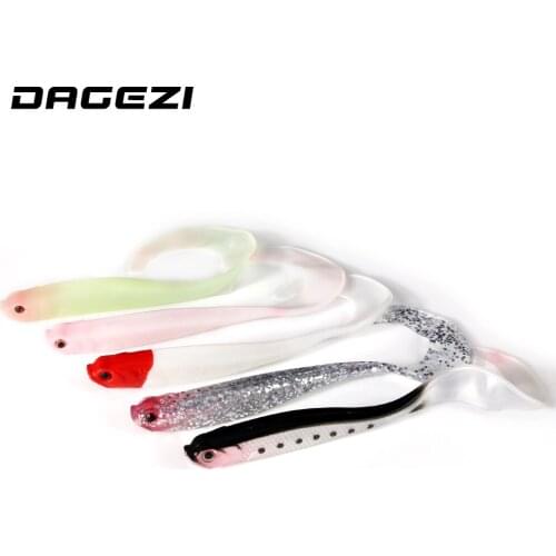 DAGEZI 5pcs/lot Long tail soft fishing lure Luminous Soft bait Swimbaits Jig Head Soft Lure for fly fishing fishing tackle