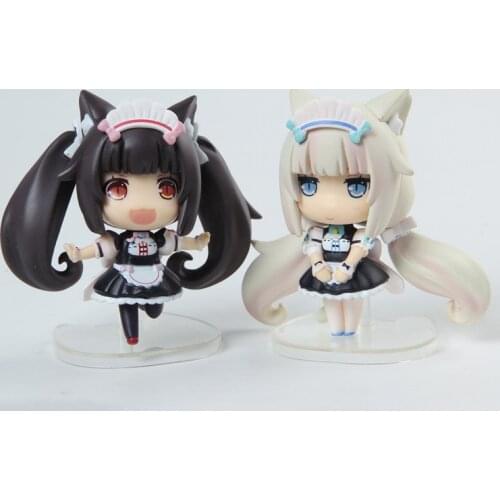 NEKO WORKS 2 style La Soleil Cute Cat Chocolate and Vanilla Model Q version PVC Doll Figure Toys Car Decoration 8cm