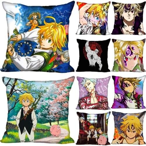 New Nanatsu No Taizai Pillow Cover Bedroom Home Office Decorative Pillowcase Square Zipper Pillow Cases Satin Soft No Fade