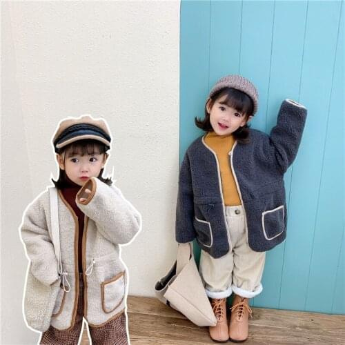 Girls' Coat Babys Kids Jacket 2021 Lambswool Thicken Winter Autumn Top Warm Cardigan Overcoat Cotton Childrens Clothing
