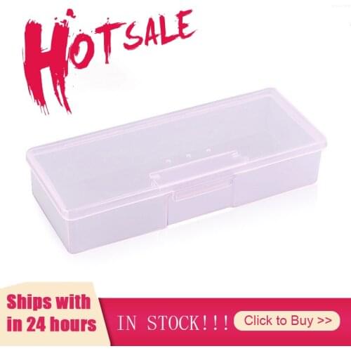 Plastic Nail Art Sanding Buffer Files Brush Pen Accessories Tools Clear Pink Empty Container Organizer Box Storage Case