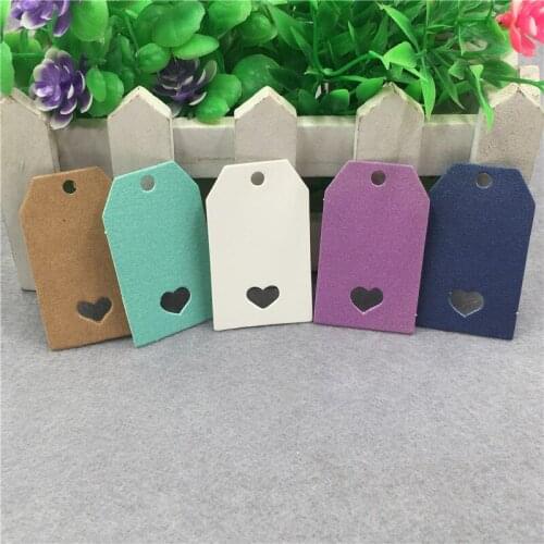 50Pcs Jewelry Gift Box Blank Price Hang Tags Kraft Paper Colorful DIY Box Bag Packing Labels Note Hang Tags With Small Heart