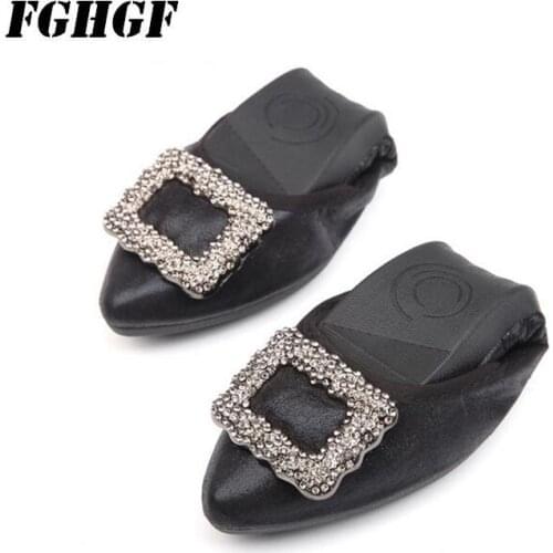 Spring Single Women Shoes New Versatile Shoes Hover-Toe With Square Buckles And Flats With Pointed Flats Size 34-45