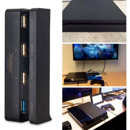 Super High Speed 4 in 1 USB Hub Suitable for Sony Playstation 4 Slim PS4 Slim Console Black Controller Accessory USB 2.0