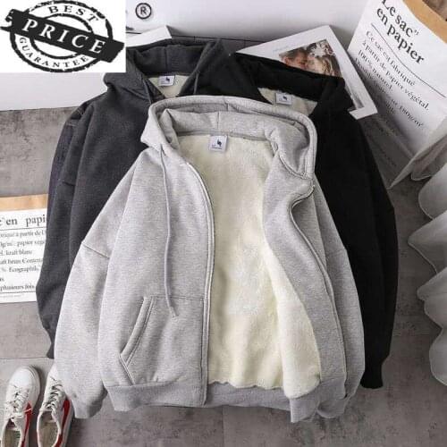 Hoodie Korean Style Womens Winter Tops Warm Zip-up Sweatshirt Female Coat Fashion Womens Clothing 2021 Sudadera Mujer 6a