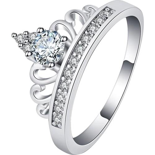 UFOORO Brand Desgin Princess Wedding Ring Elegant Zircon Women Jewelry Size 6 7 8 9 10 Wholesale Valentines Day Gift