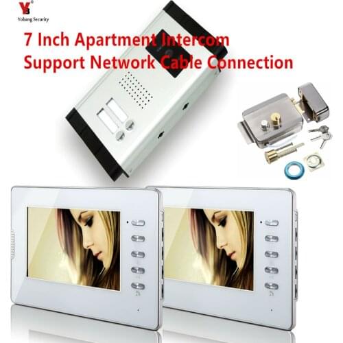 7 Inch TFT Color LCD Video Door Phone Intercom System with High Definition Wired Doorbell Camera,Support unlock