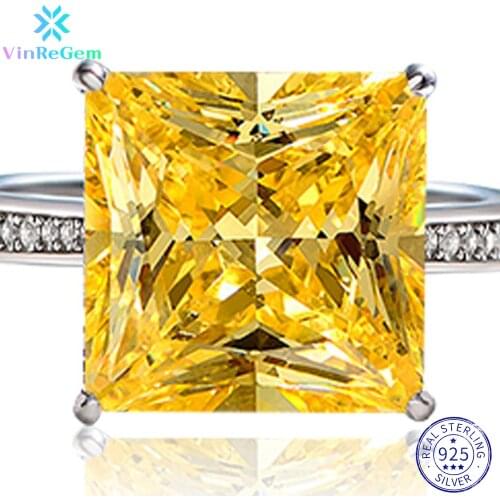 Vinregem Classic 100% 925 Sterling Silver Created Moissanite Gemstone Diamonds Wedding Engagement Rings Fine Jewelry Wholesale