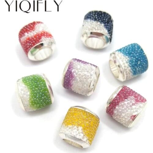 YIQIFLY free Shipping 20pcs 10mm diameter new style round rhinestone alloy beads fit European charms bracelet DIY