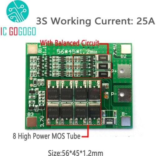 3S 12.6V 25A Lithium Battery Protection Board Polymer Over Charge Discharge Li-ion Protect Module