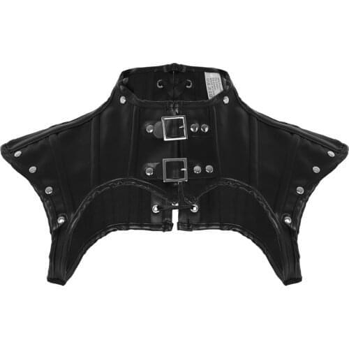 Women PU Leather Body Chest Harness Top with Buckles Steampunk Gothic Rave Cosplay Costume Sexy Corset Bustier Crop Top Clubwear