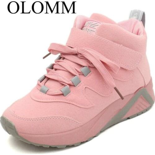 OLOMM 2019 ladies casual sports shoes plus velvet velvet high shoes winter warm thick cotton shoes women AB-43