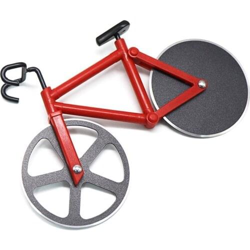 1pcs Stainless Steel Pizza Knife Two-wheel Bicycle Pizza Cutting Pizza Pizza Round Tool Cutter Knives Knife Bike Shape L8C0