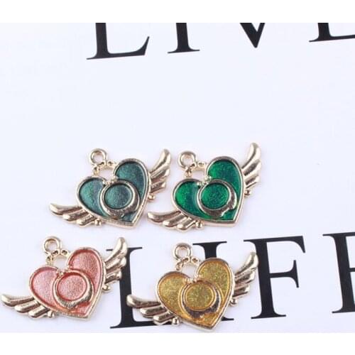 100pcs Colorful Pink Heart Enamel Charms DIY Handmade Bracelet Necklace Earrings Jewelry Accessories