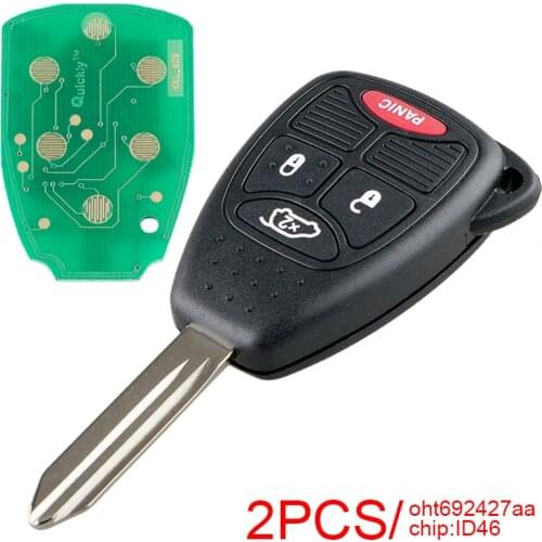 2Pcs 3 + 1 Buttons Car Remote Key Fob with ID46 Chip OHT692427AA Fit for Chrysler 200/300/300c PT Cruiser Sebring