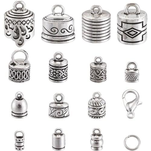 240pcs/box Tibetan Style Alloy Cord Ends End Caps wtih Bead Container for Jewelry Making DIY Bracelet Necklace Finding