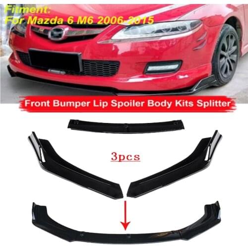 3pcs Front Bumper Spoiler Protector Plate Lip Body Kit Carbon Surface Car Decorative strip Chin Shovel For Mazda 6 M6 2006-2015