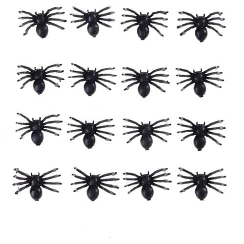 50 pcs Halloween Decorative Spiders 2cm Small Black Plastic Fake Spider Toys Novelty Funny Joke Prank Realistic Props