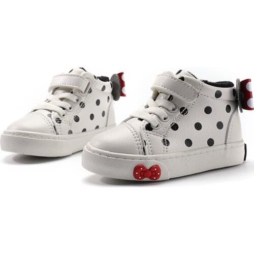 Winter Baby Kids Ankle Boots Plush Warm Leather Shoes Cute Dot Shoes Toddler Girls Snow Boots Children Short Boots