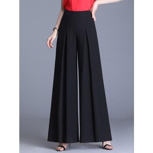Latin Dance Pants For Women Trousers Wide Legs Pants Summer High Waist Dancing Clothes Woman Chiffon Trousers Plus Size W2031