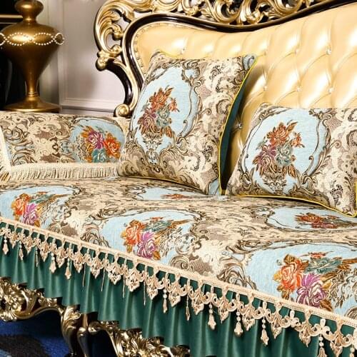 Retro Jacquard Slipcovers Sofa Cover for Living Room 2 3 4 Seater European Lace Luxury Leather Couch Armchairs Cover Non-slip