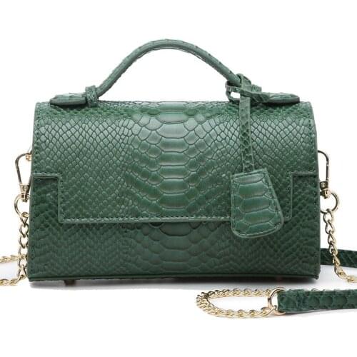 Free Customized Baby Green Python Leather Bag Leather Handbag Sexy Snakeskin Pattern PU Leather Clutch Tote Purse for Party