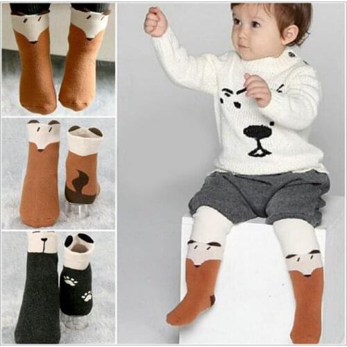Spring Baby Socks Newborn Infant Cotton Boys Girls Cute Lovely Cartoon Toddler Asymmetry Anti-slip Floor Socks 0- 4 years