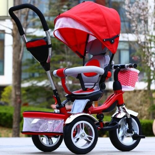 Childrens Tricycle Bicycle Kids Wheelchair Reversible Baby Pram Trike Portable Reversible Three Wheels Stroller Kids' Tricycles