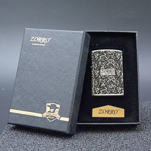 Zorro Kerosene Lighter Pure Copper Five Side Carving Basketball Star Personality Creativity Men Gift Collection Smoking Tool