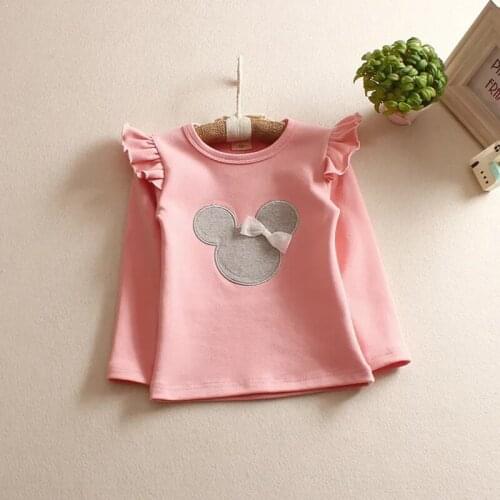 Baby Girls Cartoon T-shirts 2021 New Fashion Kids Casual Bow Cute Tees Children Princess Sweet Tops Baby Fly Sleeve Clothing