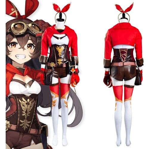 Genshin Impact Amber Cosplay Costume Genshin Impact Amber Wig Shoes Full Suit Halloween Carnival Outfits