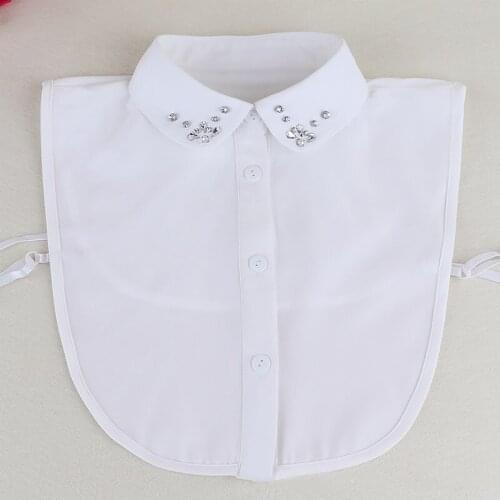 Linbaiway Womens Chiffon Fake Collar Solid White Black Shirt False Collar Ladies Lapel Shirt Blouse Top Detachable Collar