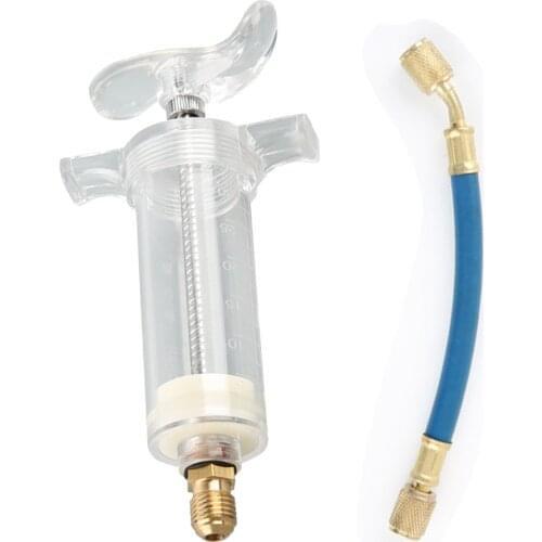 Oil/Dye Injector 30Ml 1 Oz With Low Side Quick Coupler Adapter 1/4 SAE X4T7 for Air Conditioning Automotive Oiler Syringe
