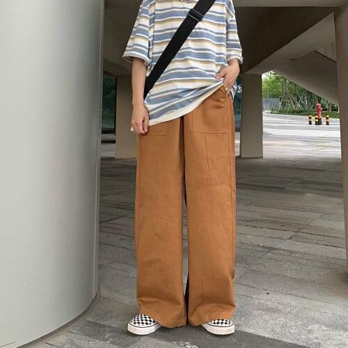 Mens overalls elastic waist solid color loose trousers autumn street punk jogger trousers female 2021 Harajuku style