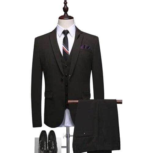 2021 Mens Suits Elegant Solid Basic Suits Men Wedding 3 Piece Suit Blazer Vest and Pants Dinner Party Suits Coat Pant Designs