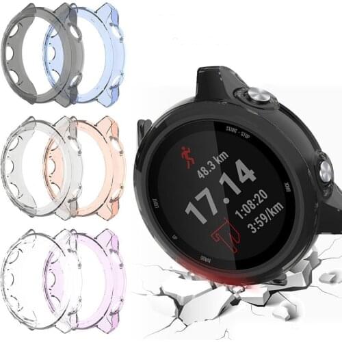 TPU Soft Case Shell Edge Frame Glass Screen Protector For Garmin Forerunner 245/245M Fr245 Music Watch Protective Bumper Cover