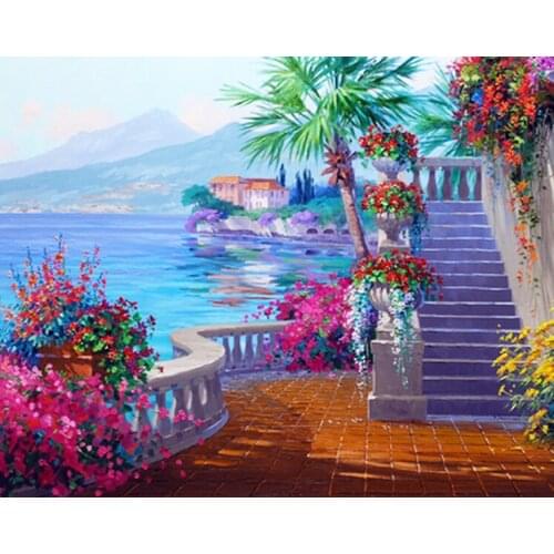 Seascape Painting By Numbers Frameless Oil Painting DIY Coloring By Numbers Wall Pictures For Living Room GX7243 40*50cm