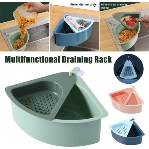 Newest Multifunctional Draining Rack Suction Cup Sink Corner Sponge Storage Shelf for Kitchen