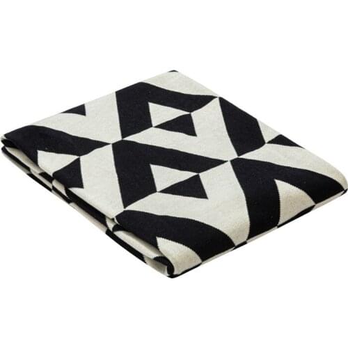 New Geometric Black And White Cotton Knitted Blanket Home Throws For Sofa Cover Decor Bedspread For Bed Plaids Blankets
