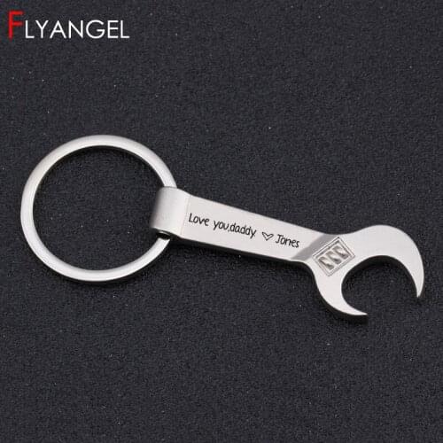 Custom Name Wrench Bottle Opener Personalized Keyring Fathers Gifts Love You Daddy Keychain Gifts From Son Cute Key Holder